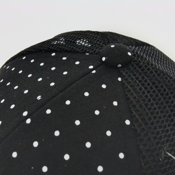 Om Aum Ohm Yoga Namaste Symbol 3D Embroidered Polka Dot Mesh Trucker Hat - Picture 9 of 11